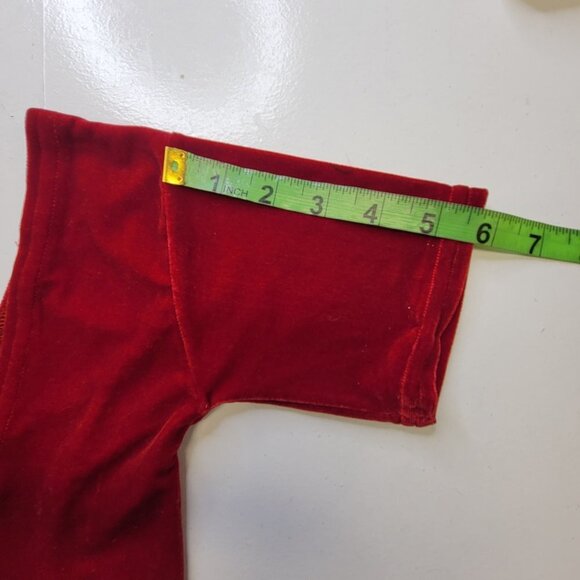 Red Velvet Crop Top Short Sleeve for Petite Women, Teens - XS/S - Picture 8 of 10